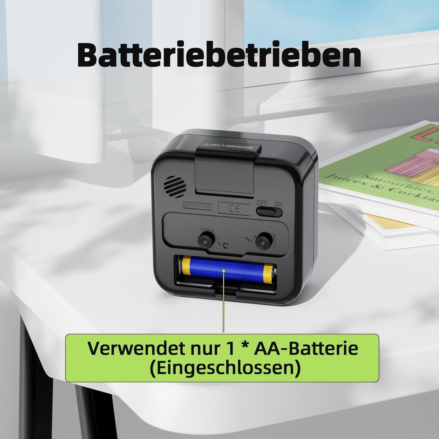 Wecker Analog Ohne Ticken Wecker Mit Licht, Batteriebetrieben, Lauter Alarm, Schlummerfunktion, Geräuschlos, Leuchtziffern Tragbarer Leise Klein Reisewecker Für Tiefschläfer Schwarz