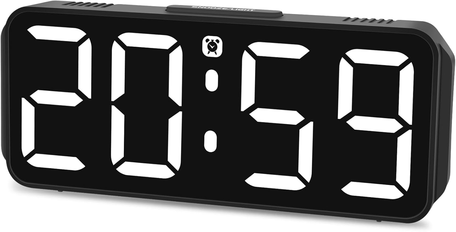 Wecker Digital Ohne Ticken Wecker Für Kinder Kleiner Uhr Lautstärke Und Helligkeit Einstellbar Snooze Funktion 12/24 Stunden Netzbetrieben(Weiß) Schwarz-Weiß